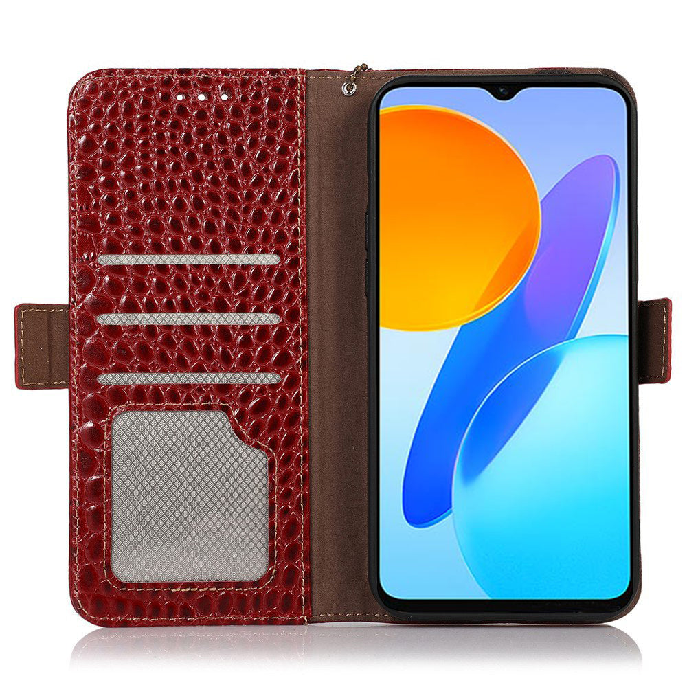 Genuine Cowhide Leather Phone Case for Honor X7a 4G RFID Blocking Wallet Stand Phone Cover Genuine Cowhide Leather Phone Case for Honor X7a 4G RFID Blocking Wallet Stand Phone Cover